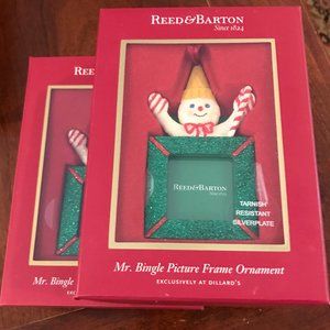 Mr. Bingle 2015 NEW set of 2 RARE Frames Ornaments. Reed & Barton Snowman